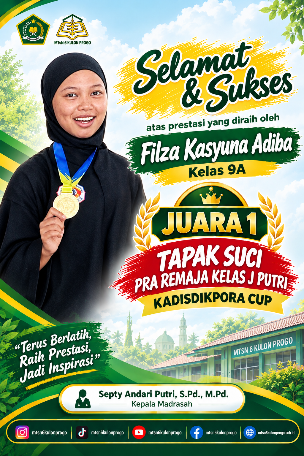 Filza Kasyuna Adiba Murid MTsN 6 Kulon Progo Juara 1 Tapak Suci Kadisdikpora Cup